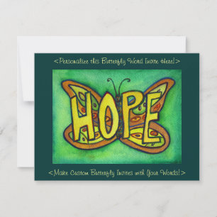 Hope Word Green Butterfly Custom Art Einladungen
