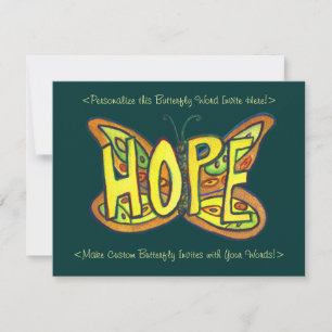 Hope Word Green Butterfly Custom Art Einladungen