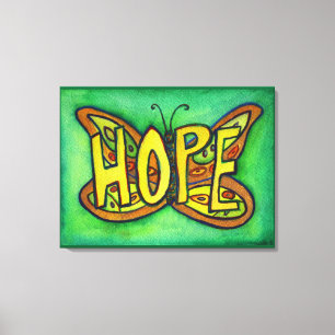 Hope Word Green Butterfly Malerei Leinwand Artwork