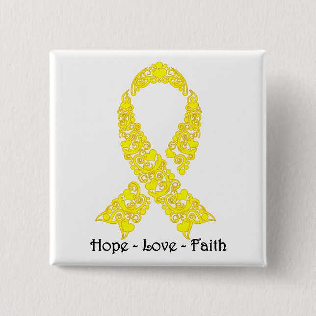 Hope Yellow Awareness Ribbon Button (Vorderseite)
