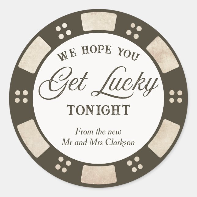 Hope You Get Lucky Wedding Rustic Poker Runder Aufkleber (Vorderseite)