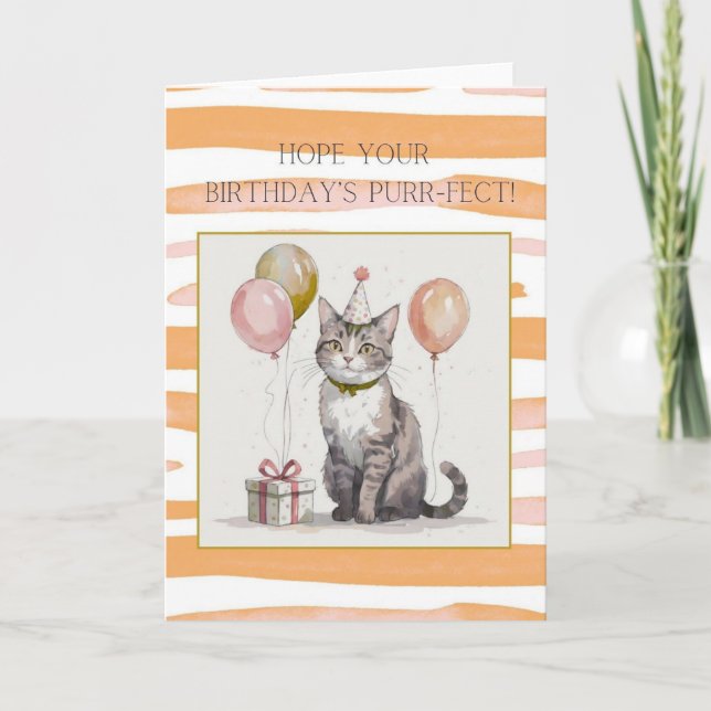 Hope Your Birthday’s Purr-fect Cat Birthday Card | Karte (Vorderseite)