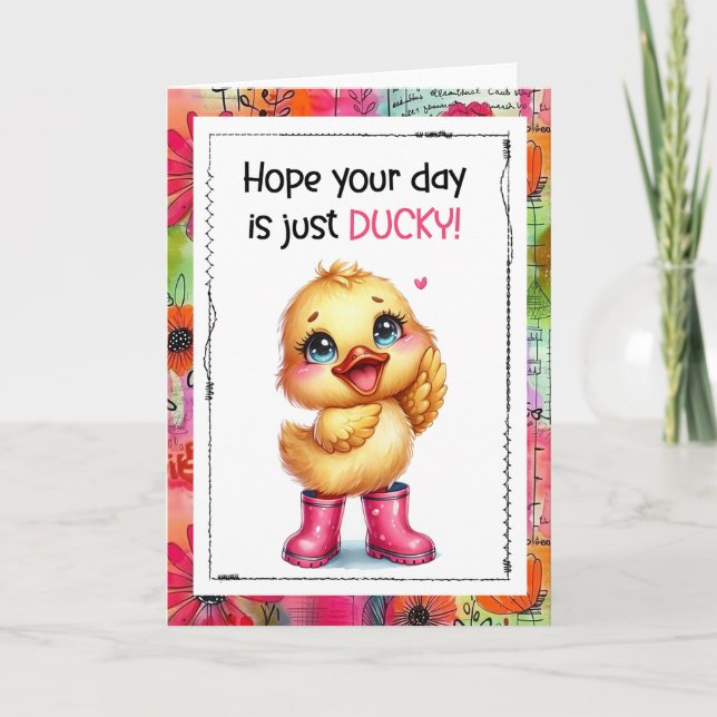 Hope Your Day Is Just Ducky Cute Duck Card Karte (Vorderseite)