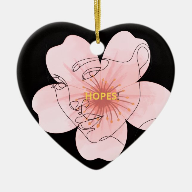 HOPES! – portrait floral minimal Keramik Ornament (Vorne)