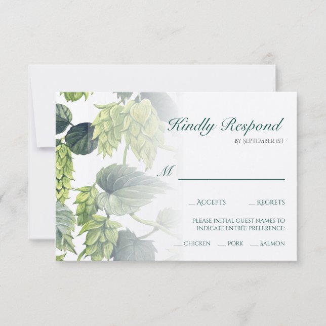 Hopfen, Bier-Hochzeitskollektion RSVP Karte (Vorderseite)