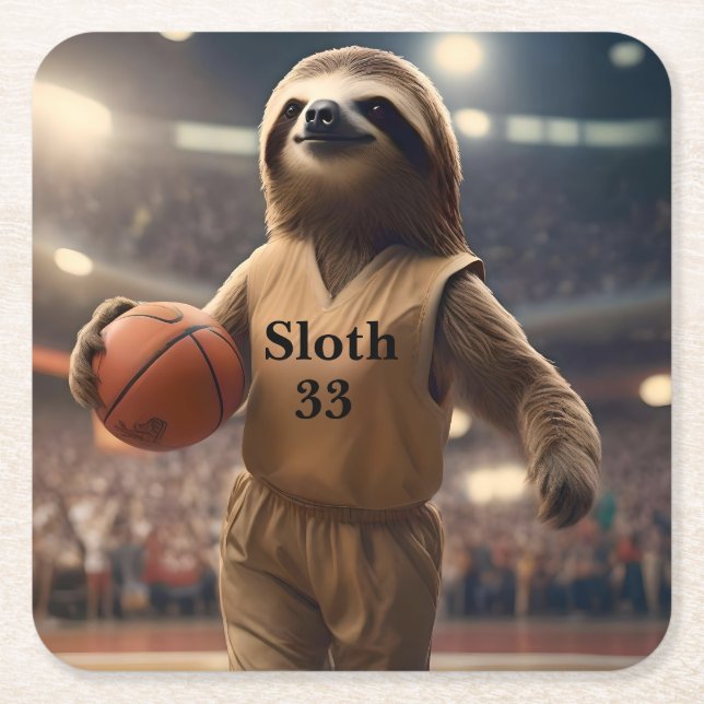 Hopfen und Hangs: Der Slam Dunking Sloth, Rechteckiger Pappuntersetzer (Vorderseite)
