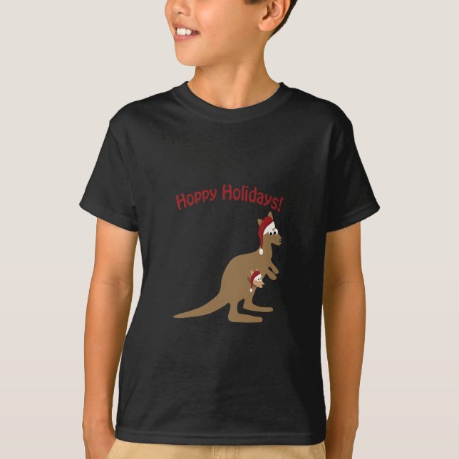 Hopfenreiche Feiertage! Weihnachtenkänguruh T-Shirt (Vorderseite)