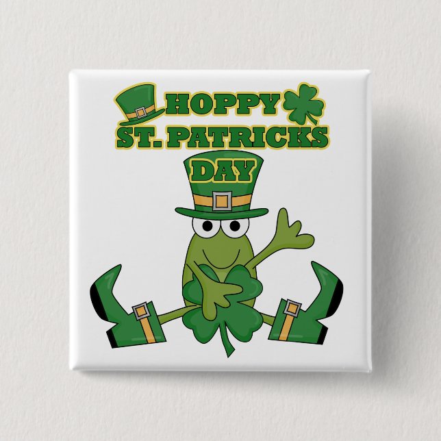 Hopfenreiche T-Shirts und -geschenke St. Patricks Button (Vorderseite)