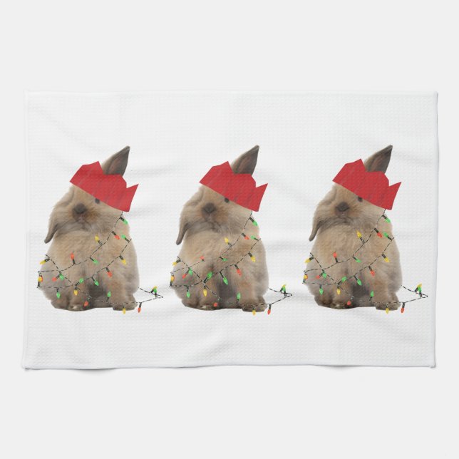 Hopfenreiches Weihnachtshäschen Teatowel Geschirrtuch (Horizontal)