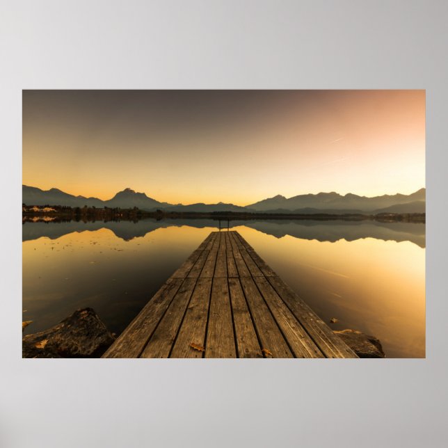 Hopfensee mit Jetty & Alpen Poster (Vorne)