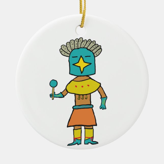Hopi Doll Blue Star Kachina Keramik Ornament (Vorne)