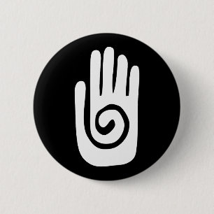 Hopi-Hand-Symbol heilt Spirale Handfläche indianis Button