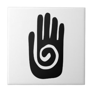 Hopi-Hand-Symbol heilt Spirale Handfläche indianis Fliese