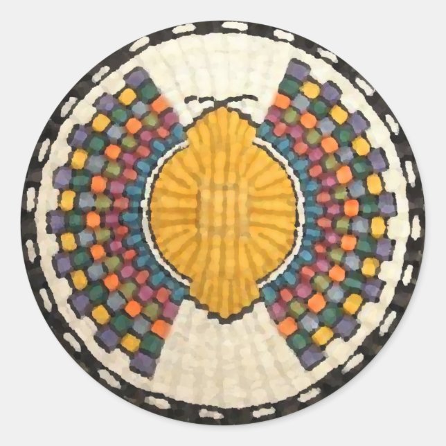 Hopi Snake Motif Vintager Indianer Runder Aufkleber (Vorderseite)