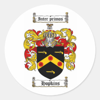 HOPKINS FAMILIENWAPPEN - HOPKINCOAT VON WAFFEN RUNDER AUFKLEBER