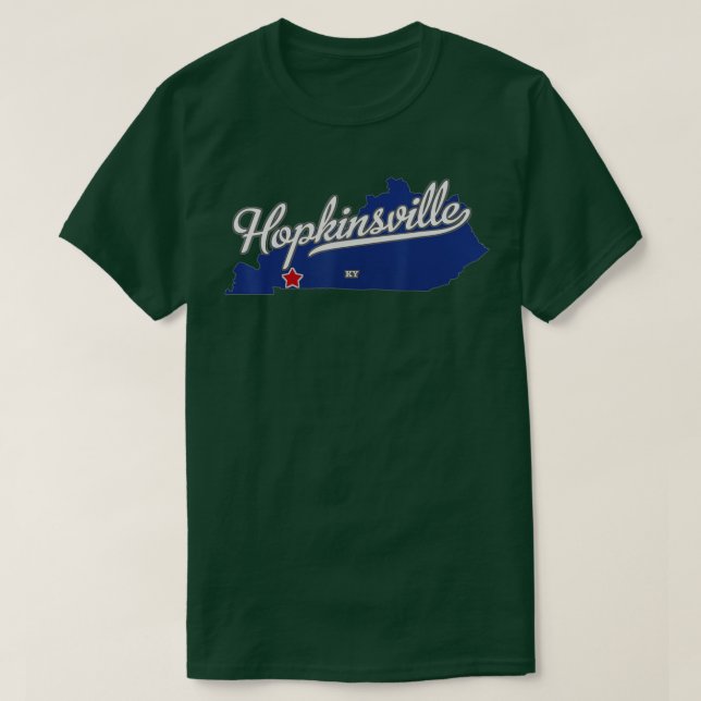 Hopkinsville Kentucky KY Karte T-Shirt (Design vorne)