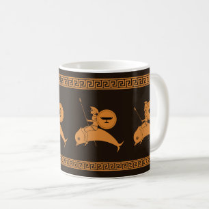 Hoplites reiten Dolphinen alte griechische Töpferk Kaffeetasse