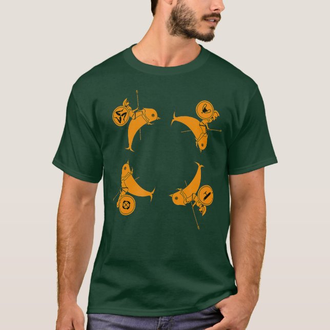 Hoplites reiten Dolphinen antikes griechisches Töp T-Shirt (Vorderseite)