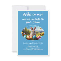 Hopp auf das Ostereier-Such-Brunch Osthase blau -