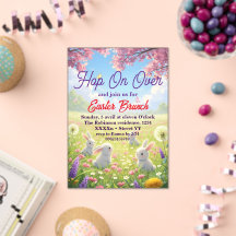 Hopp auf Ostern Floral Hase Frühling Brunch