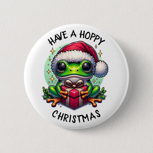 Hoppe Weihnachten | Froschpuppe Button (Vorderseite)