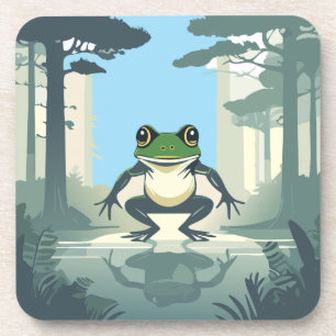 Hoppen von Frosch in einem Sumpf-Untersetzer Getränkeuntersetzer