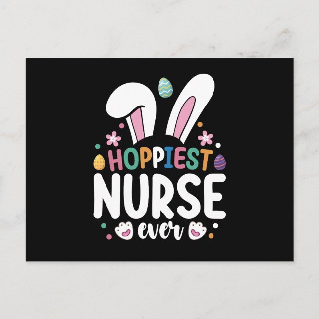 Hoppiest Nurse Ever Osterfest Bunny Eggs Postkarte (Vorderseite)
