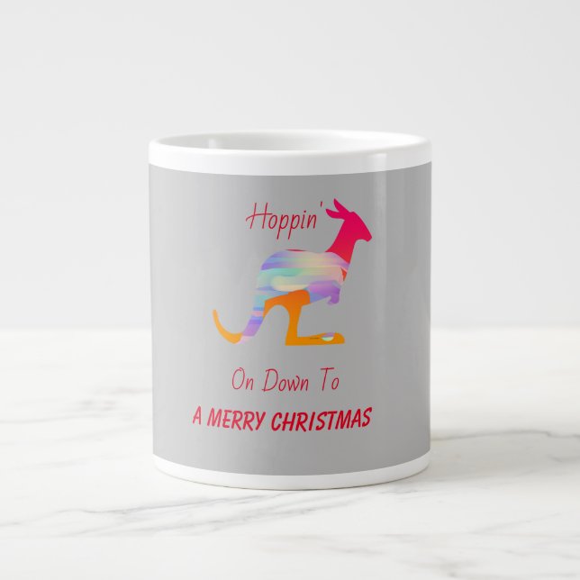 Hoppin' auf ein fröhliches Weihnachten Kangaroo Jumbo-Tasse (Vorderseite)