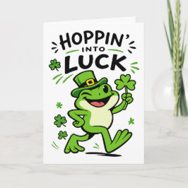 Hoppin Into Luck Funny St Patricks Day Frog Karte