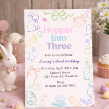 Hoppin’ Into Three Geburtstagseinladung – Hase 3.