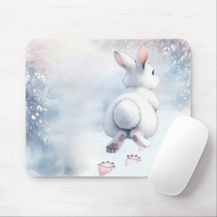Hopping Bunny Verlassend Heart Paw Prints Mousepad