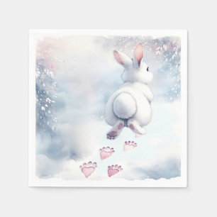 Hopping Bunny Verlassend Heart Paw Prints Serviette
