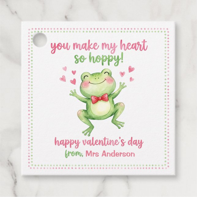 Hopping Frog Valentinstag Lehrer Schüler Geschenk  Geschenkanhänger (Vorderseite)