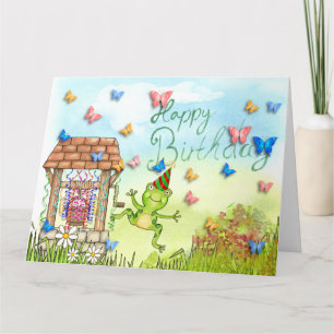Hopping Happy Frog Geburtstag Karte