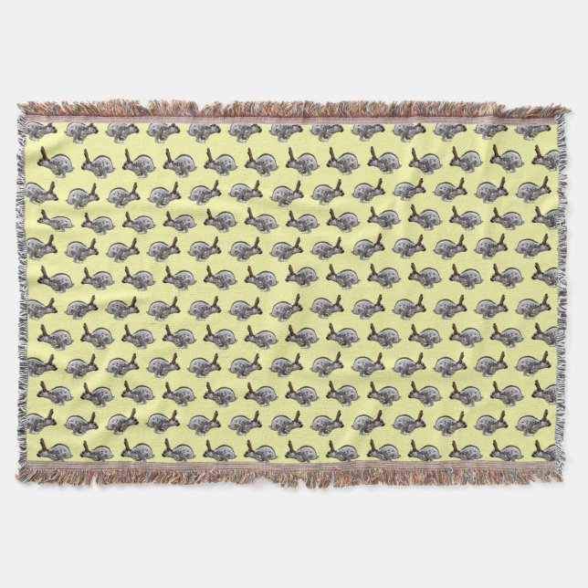 Hopping Rabbit Frenzy Wurfdecke (Hellgelb) Decke (Vorderseite)