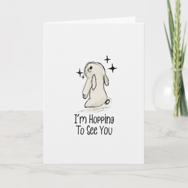 Hopping To See You Soon Bunny Kids Card Karte (Vorderseite)