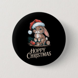 Hopping Weihnachten Niedlich Bunny Weihnachtsmannm Button