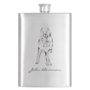 Hopping Wildes Kaninchen / Personalisierter Name Flachmann