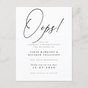 Hoppla! Feierliche vertagte Hochzeitsankündigung Einladungspostkarte