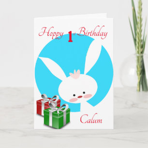Hoppy 1. Geburtstag Jungen Hase Karte