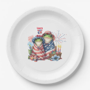 "Hoppy" 4. Juli Independence Day Frogs Design Pappteller