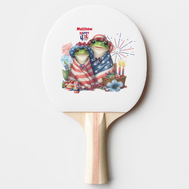 "Hoppy" 4. Juli Independence Day Frogs Design Tischtennis Schläger (Vorderseite)
