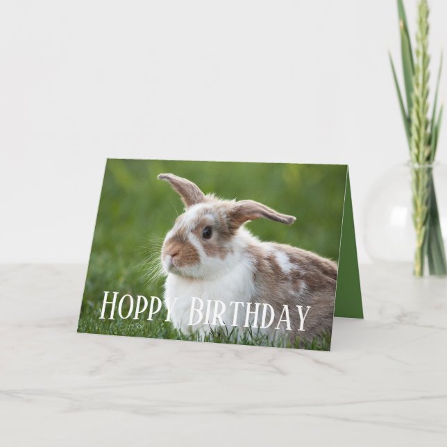 Hoppy Birthday Bunny Karte (Vorderseite)