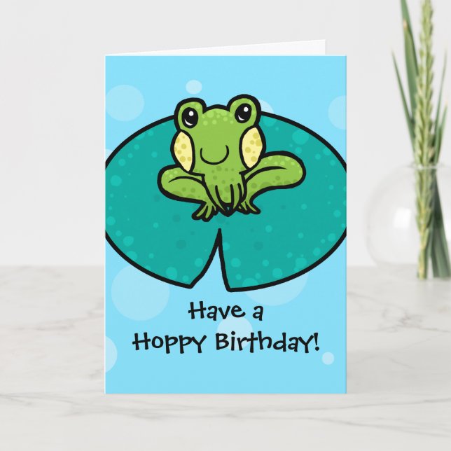 Hoppy Birthday frog birthday card Karte (Vorderseite)
