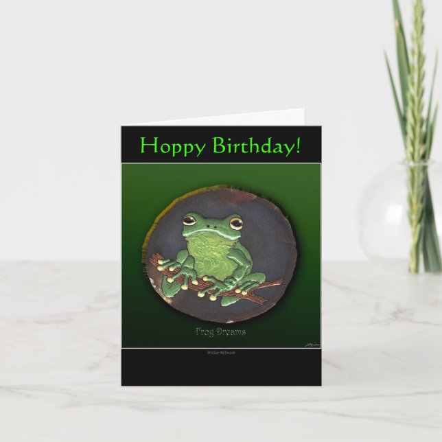 HOPPY BIRTHDAY Frog Note Card Karte (Vorderseite)