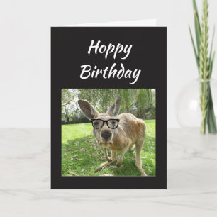 Hoppy Birthday Fun Kangaroo Australia Animal art Karte