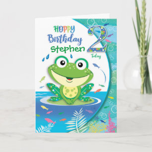 Hoppy Birthday Green Frog, Junge 2 Karte