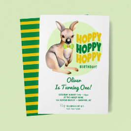 Hoppy Birthday Kangaroo 1. Geburtstag Einladung