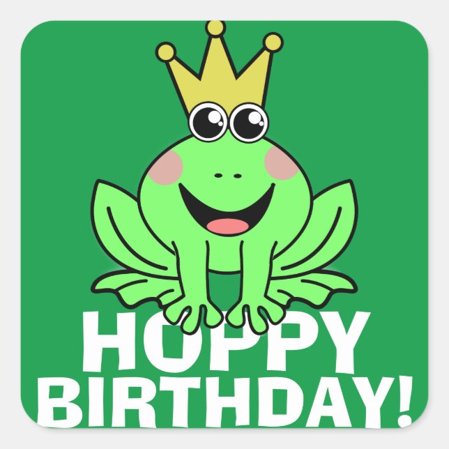 Hoppy Birthday Quadratischer Aufkleber (Vorderseite)