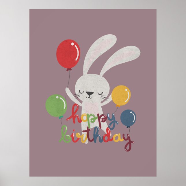Hoppy Birthday Rabbit Pun Poster (Vorne)